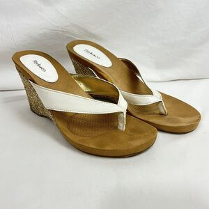 style & co Wedge Sandals Size 8 White Tan